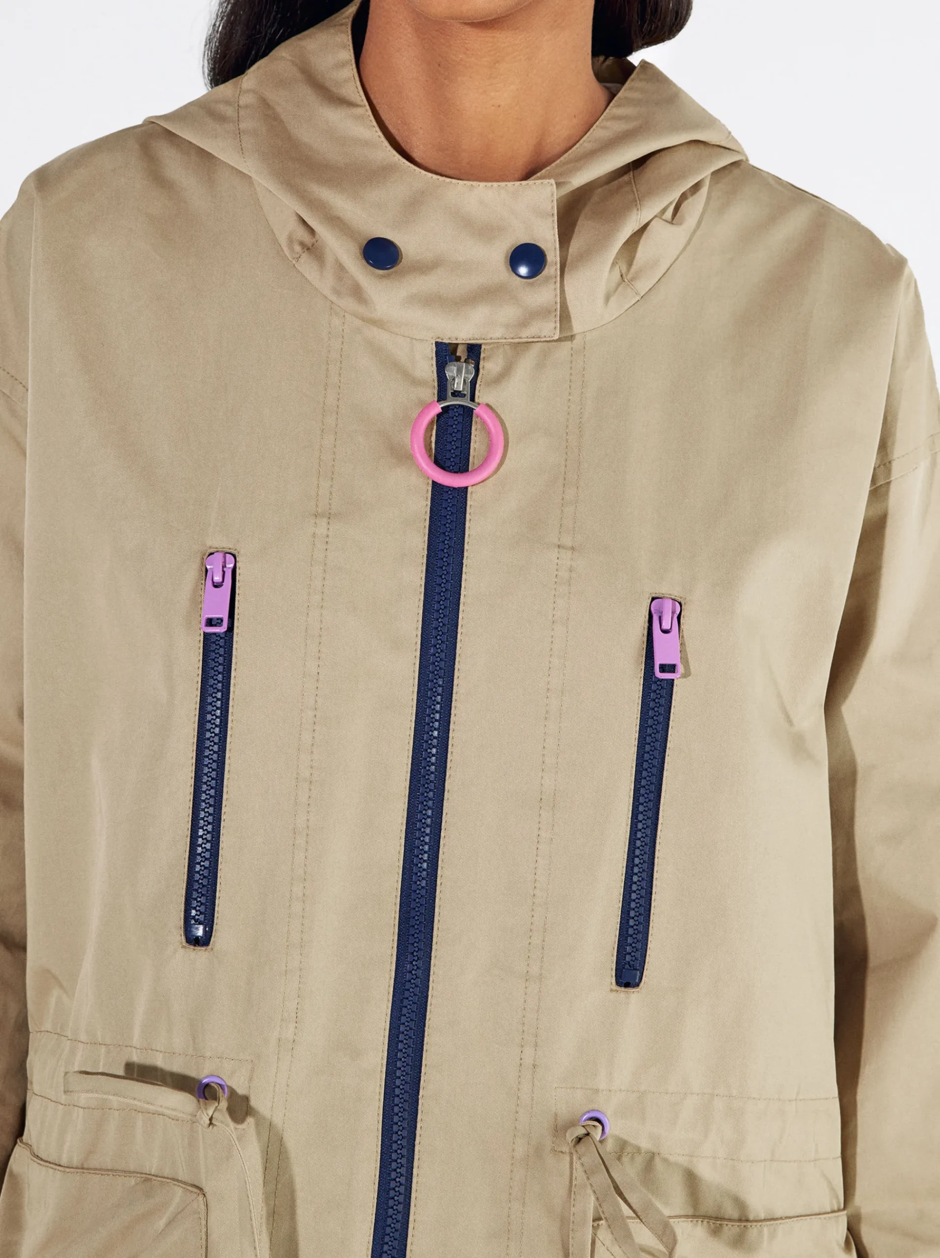 PARFOIS Raffinierter Modeschmuck|Kurze Ohrringe>Parka Mit Taschen Und Kapuzen Beige