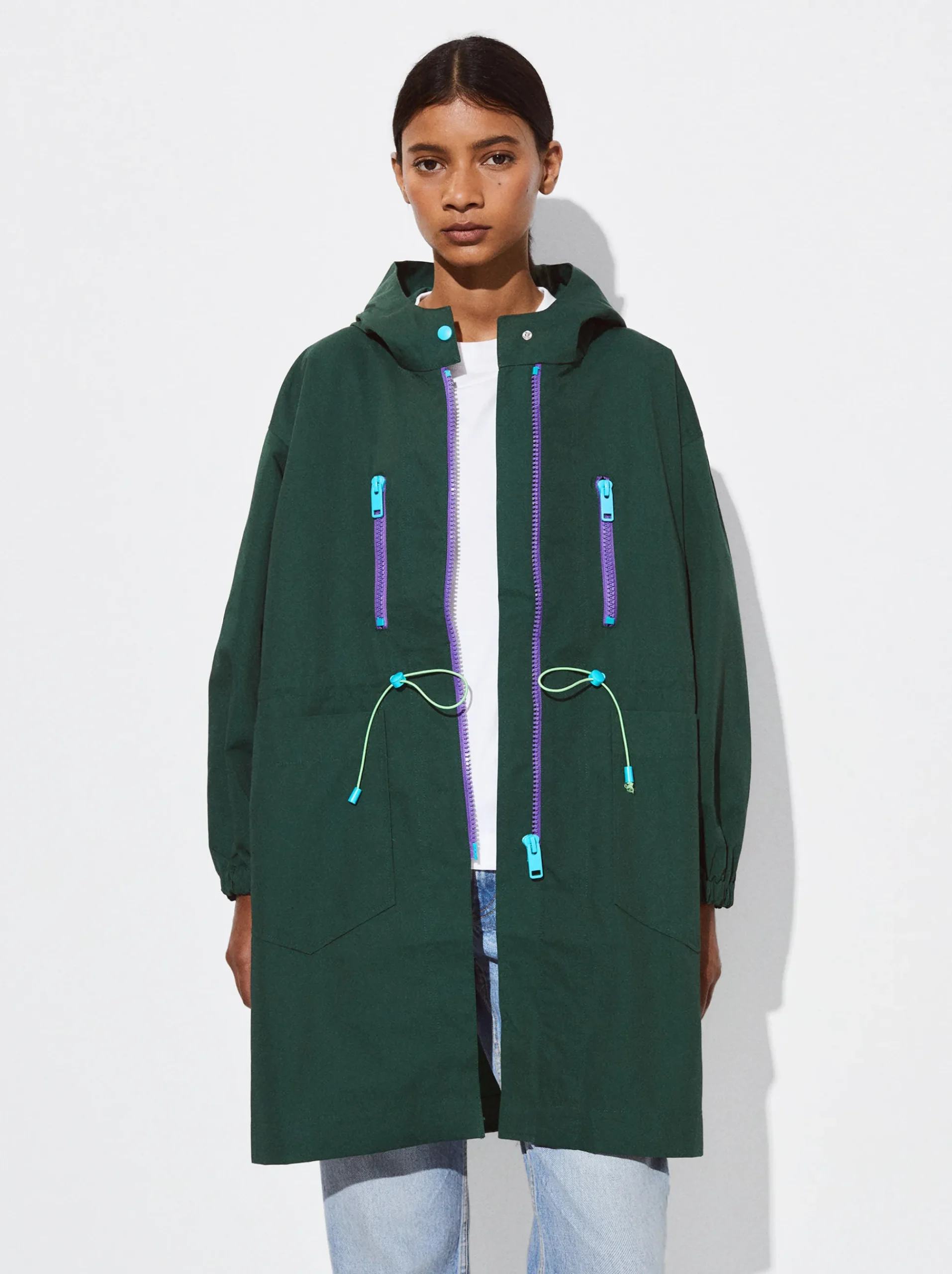 PARFOIS Raffinierter Modeschmuck|Kurze Ohrringe>Parka Mit Taschen Und Kapuzen Grün