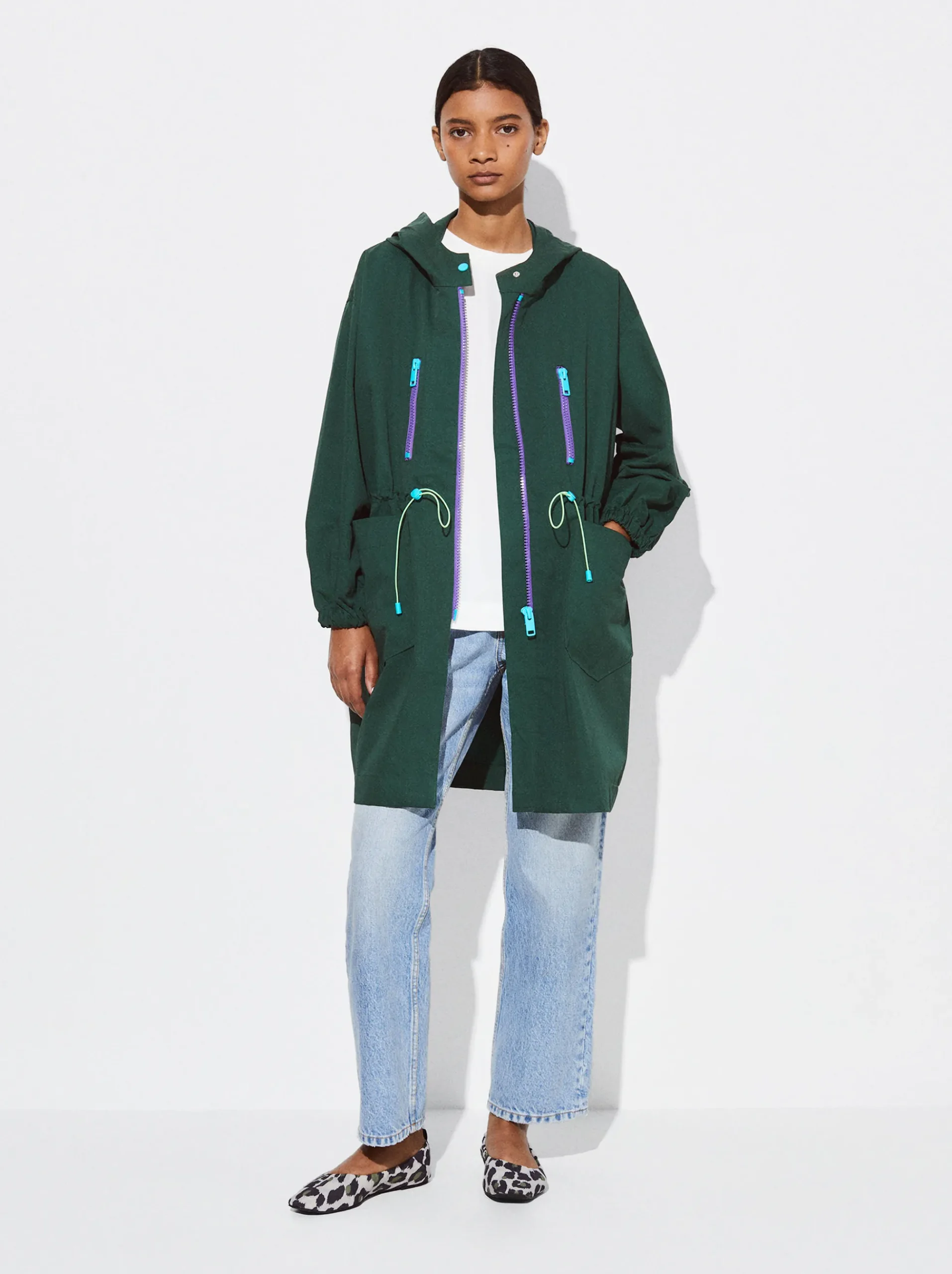 PARFOIS Raffinierter Modeschmuck|Kurze Ohrringe>Parka Mit Taschen Und Kapuzen Grün