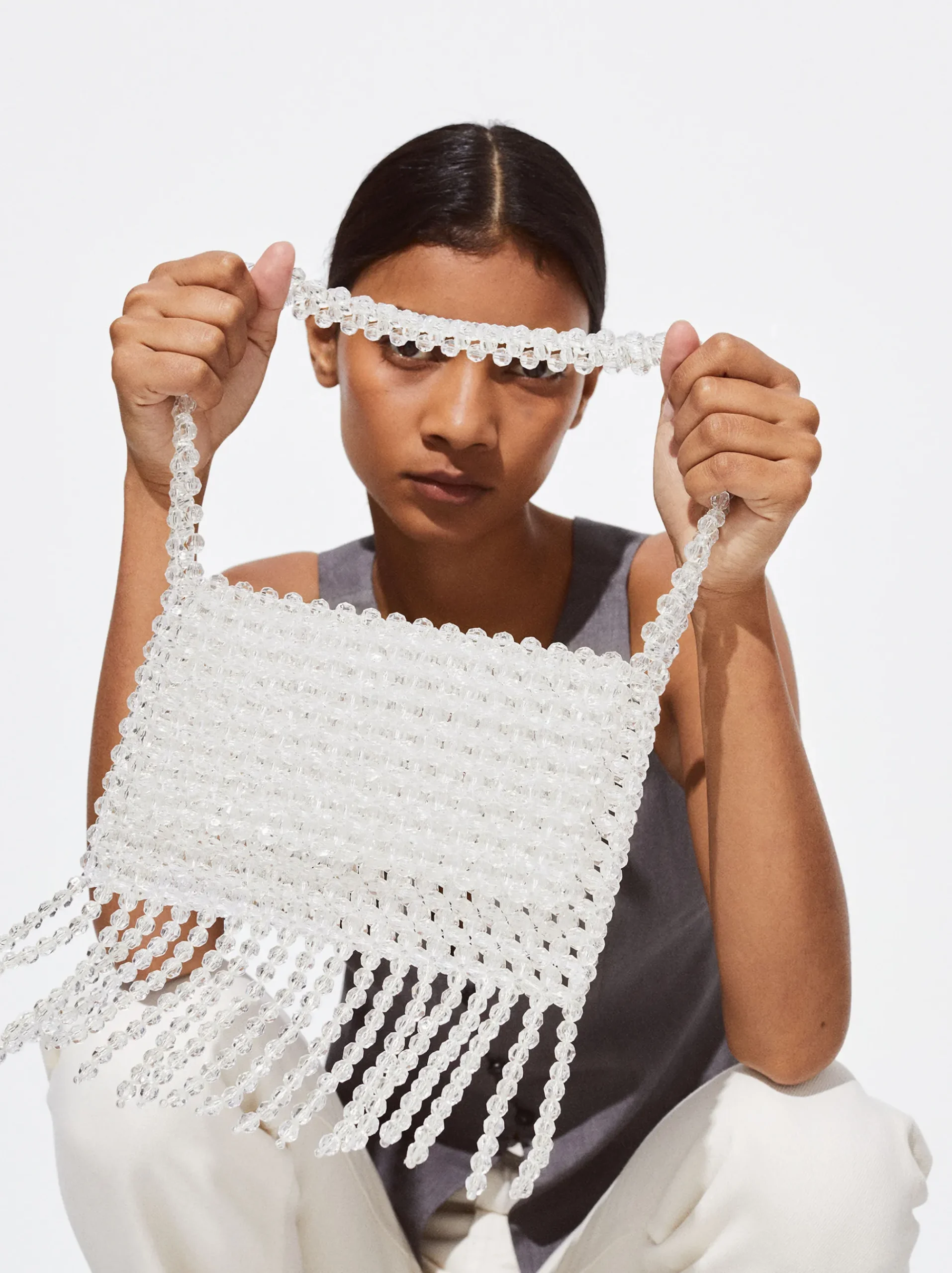 PARFOIS Schultertaschen>Party-Handtasche Mit Strass Grau