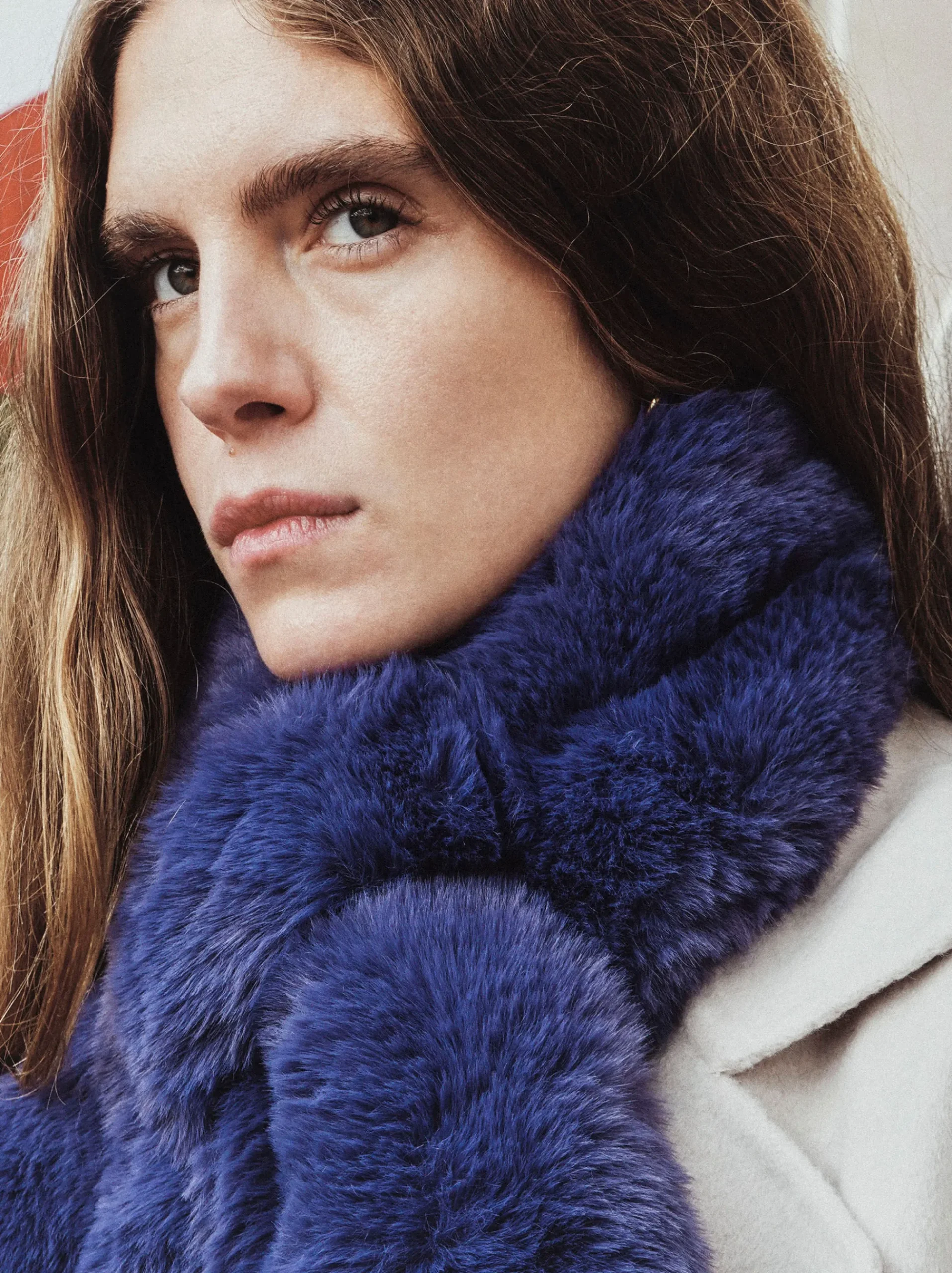 PARFOIS Printed>Pelzstola Marineblau