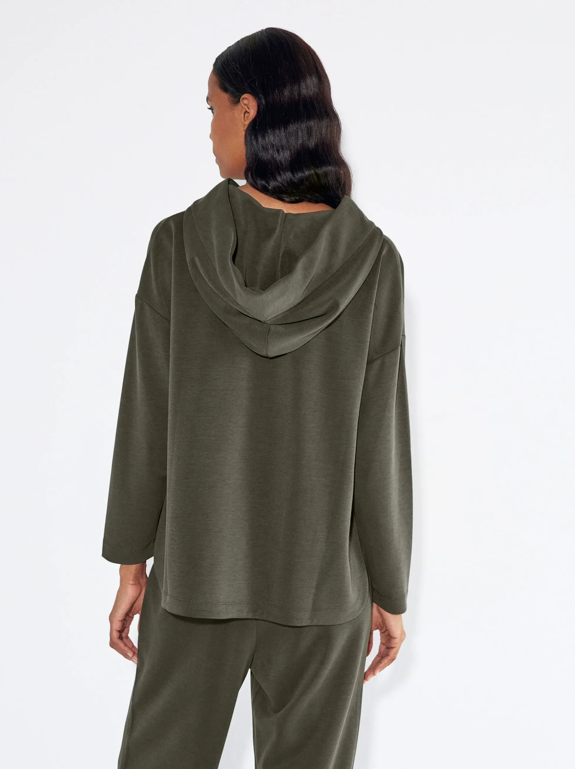 PARFOIS Lange Halsketten>Pullover Aus Modal Mit Kapuze Khaki