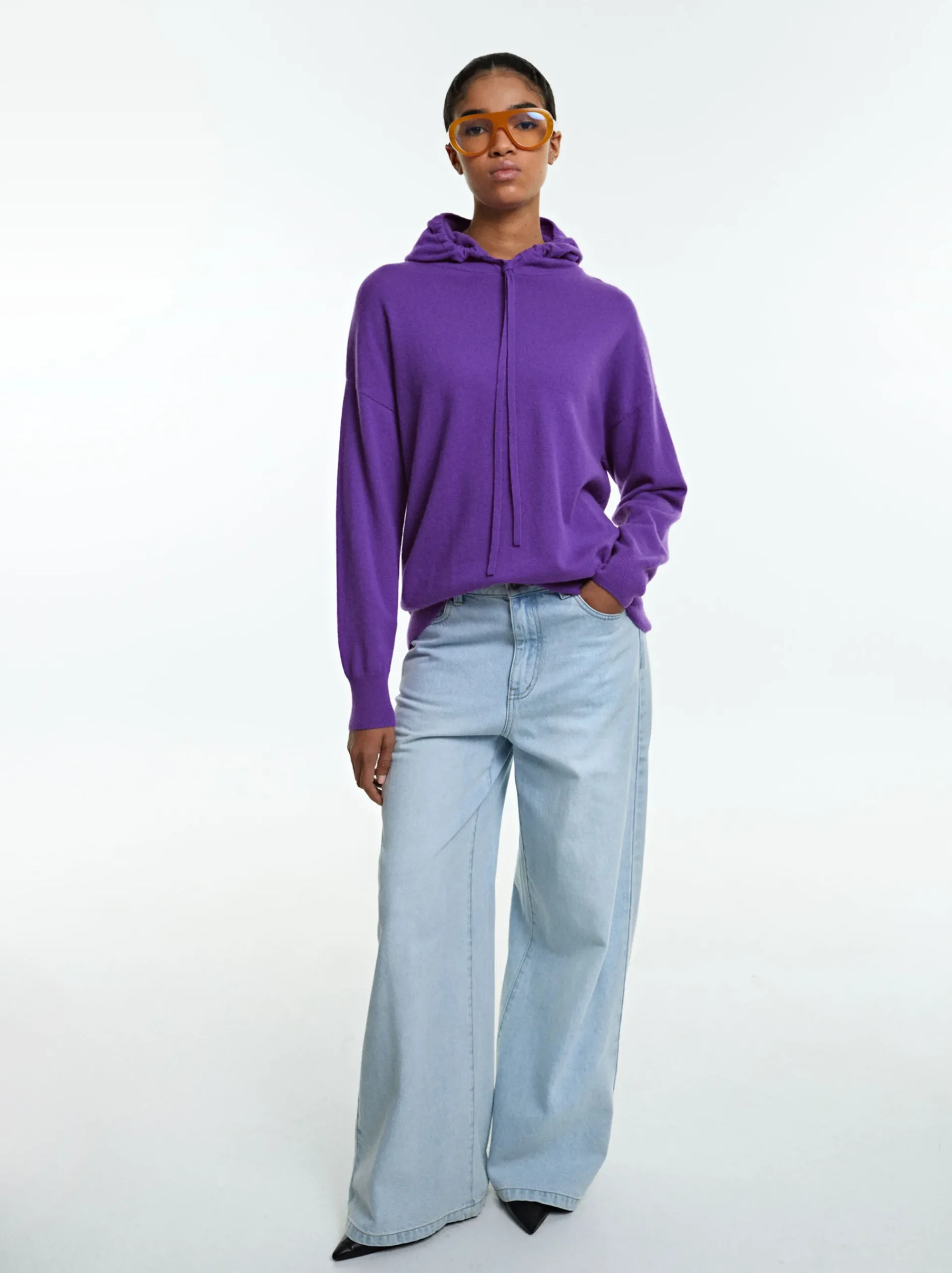 PARFOIS Lange Halsketten>Pullover Mit Kapuze 100% Kaschmir Violett