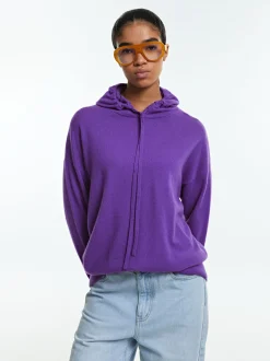 PARFOIS Lange Halsketten>Pullover Mit Kapuze 100% Kaschmir Violett