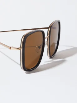 PARFOIS Schreibwaren NEW>Quadratische Sonnenbrille Mit Metallgestell Braun