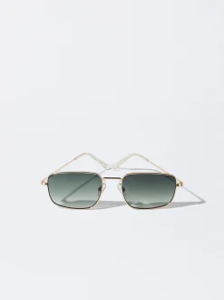 PARFOIS Schreibwaren NEW>Quadratische Sonnenbrille Mit Metallgestell Golden