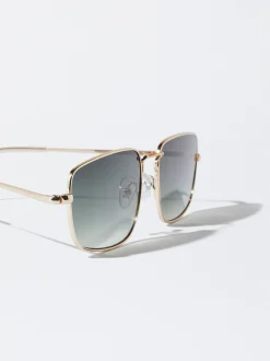 PARFOIS Schreibwaren NEW>Quadratische Sonnenbrille Mit Metallgestell Golden
