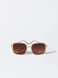 PARFOIS Schreibwaren NEW>Quadratische Sonnenbrille Mit Metallgestell Rosa