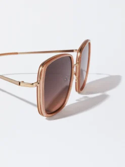 PARFOIS Schreibwaren NEW>Quadratische Sonnenbrille Mit Metallgestell Rosa
