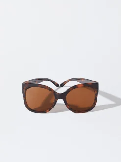 PARFOIS Kunststoff Sonnenbrille|Runde Sonnenbrille>Quadratische Sonnenbrille In Schildpattoptik Braun