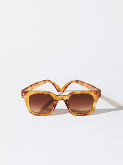 PARFOIS Kunststoff Sonnenbrille|Sechseckige Sonnenbrille>Quadratische Sonnenbrille In Schildpattoptik Braun
