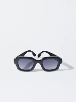 PARFOIS Kunststoff Sonnenbrille|Ovalem Sonnenbrille>Quadratische Sonnenbrille Schwarz
