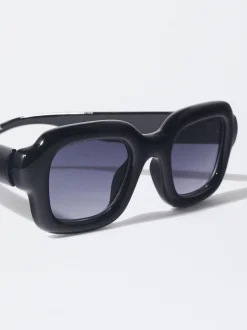 PARFOIS Kunststoff Sonnenbrille|Ovalem Sonnenbrille>Quadratische Sonnenbrille Schwarz