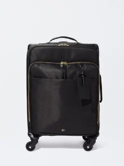 PARFOIS Grosse Taschen|Aktentaschen>Reisetrolley Aus Nylon Mit Anh&auml;nger Schwarz