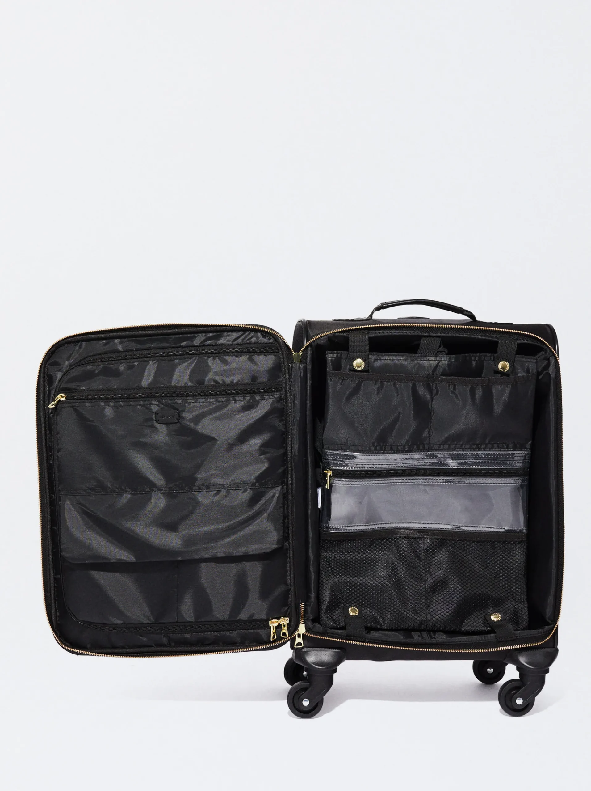 PARFOIS Grosse Taschen|Aktentaschen>Reisetrolley Aus Nylon Mit Anhänger Schwarz