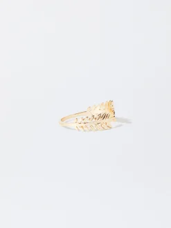 PARFOIS Raffinierter Modeschmuck|Kurze Ohrringe>Ring Mit Blatt Golden