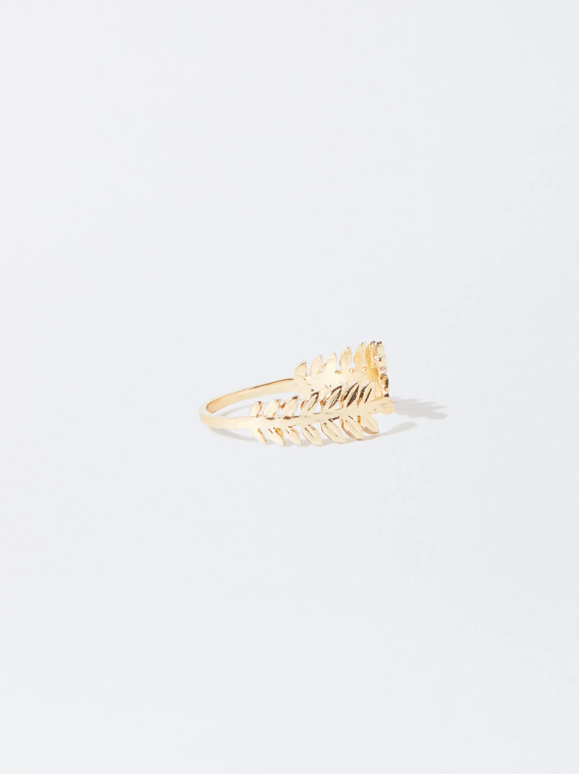 PARFOIS Raffinierter Modeschmuck|Kurze Ohrringe>Ring Mit Blatt Golden