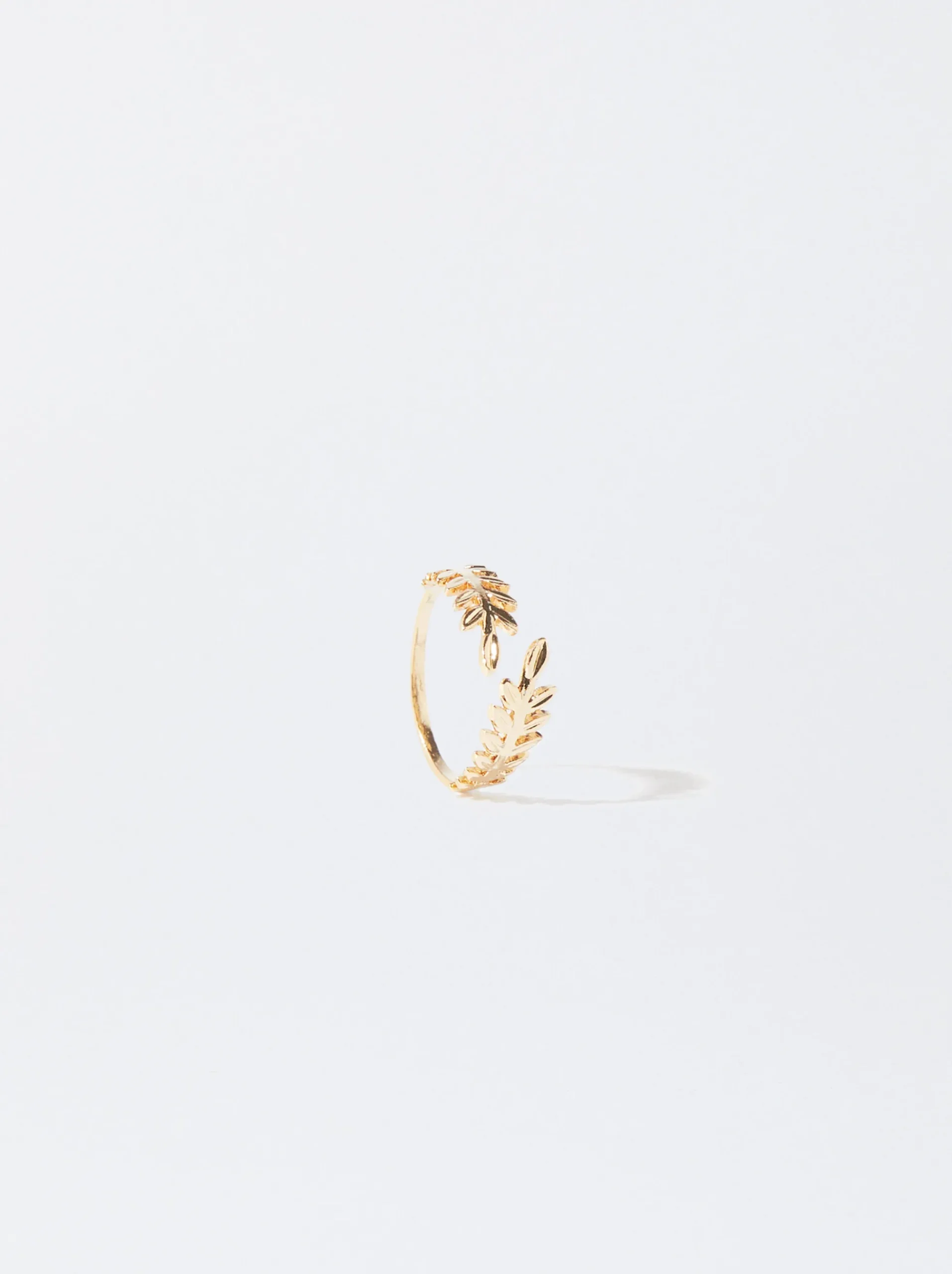 PARFOIS Raffinierter Modeschmuck|Kurze Ohrringe>Ring Mit Blatt Golden
