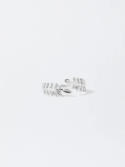 PARFOIS Raffinierter Modeschmuck|Kurze Ohrringe>Ring Mit Blatt Silber