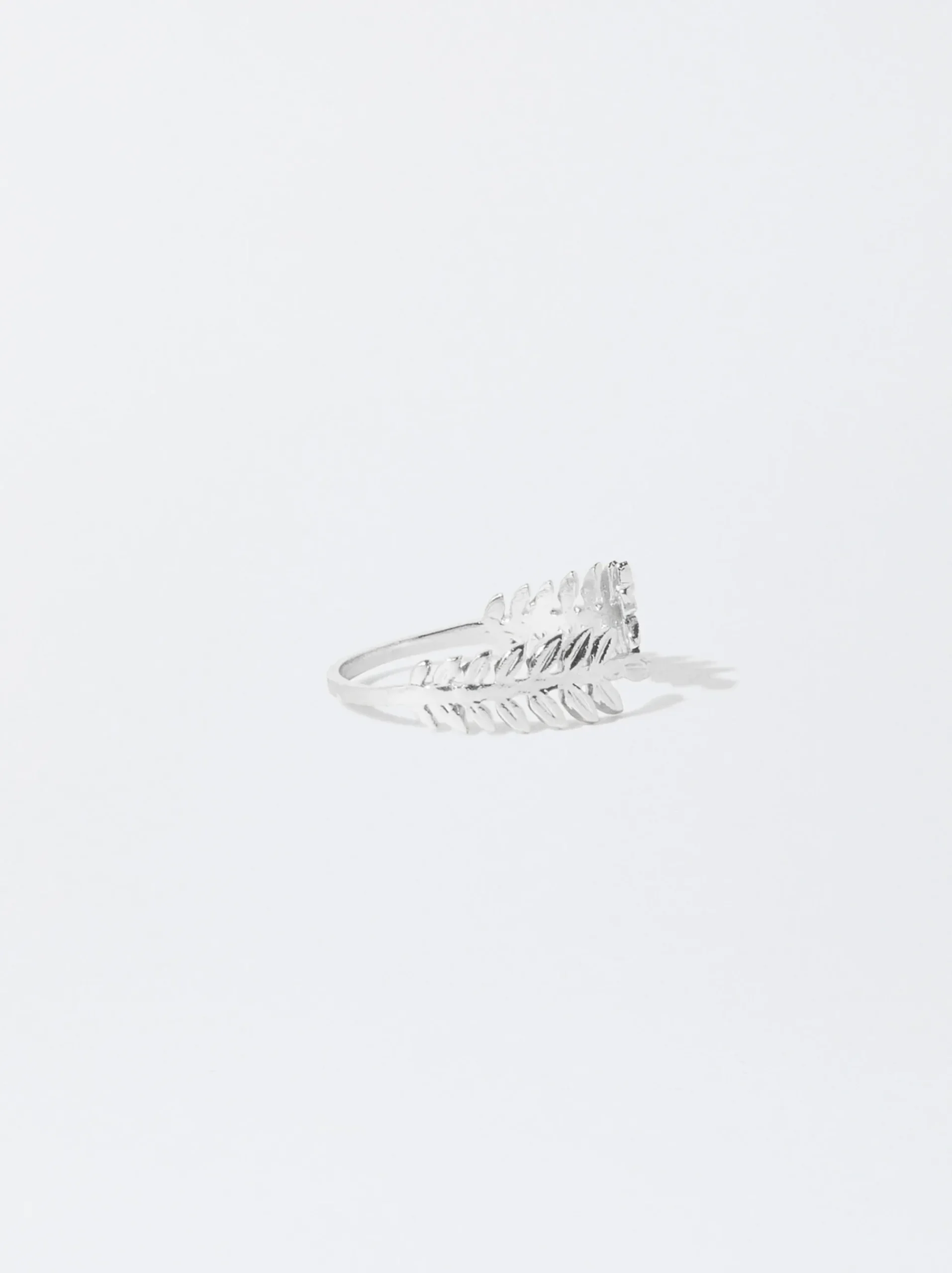 PARFOIS Raffinierter Modeschmuck|Kurze Ohrringe>Ring Mit Blatt Silber