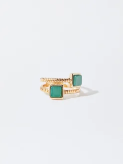 PARFOIS Basics|Strick>Ring Mit Edelsteinen Gr&uuml;n