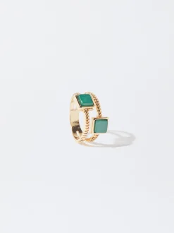 PARFOIS Basics|Strick>Ring Mit Edelsteinen Gr&uuml;n
