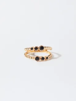 PARFOIS Basics|Strick>Ring Mit Edelsteinen Schwarz