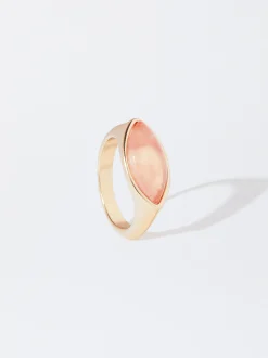 PARFOIS Basics|Strick>Ring Mit Edelsteinen Koralle