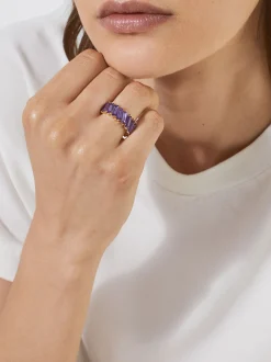 PARFOIS Basics|Strick>Ring Mit Harz Violett