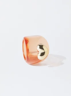 PARFOIS Basics|Strick>Ring Mit Harz Orange
