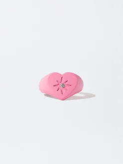 PARFOIS Basics|Strick>Ring Mit Herz Rosa