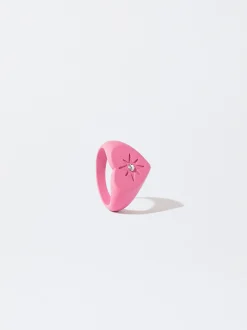 PARFOIS Basics|Strick>Ring Mit Herz Rosa