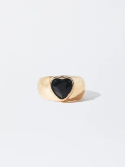 PARFOIS Basics|Strick>Ring Mit Herz Schwarz