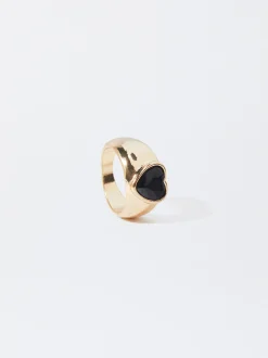 PARFOIS Basics|Strick>Ring Mit Herz Schwarz