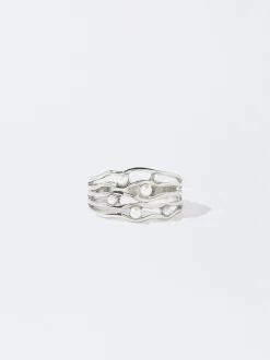 PARFOIS Lange Ohrringe|Trend Collection>Ring Mit Kunstperlen Silber