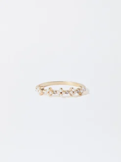 PARFOIS Raffinierter Modeschmuck|Kurze Ohrringe>Ring Mit Kunstperlen Golden