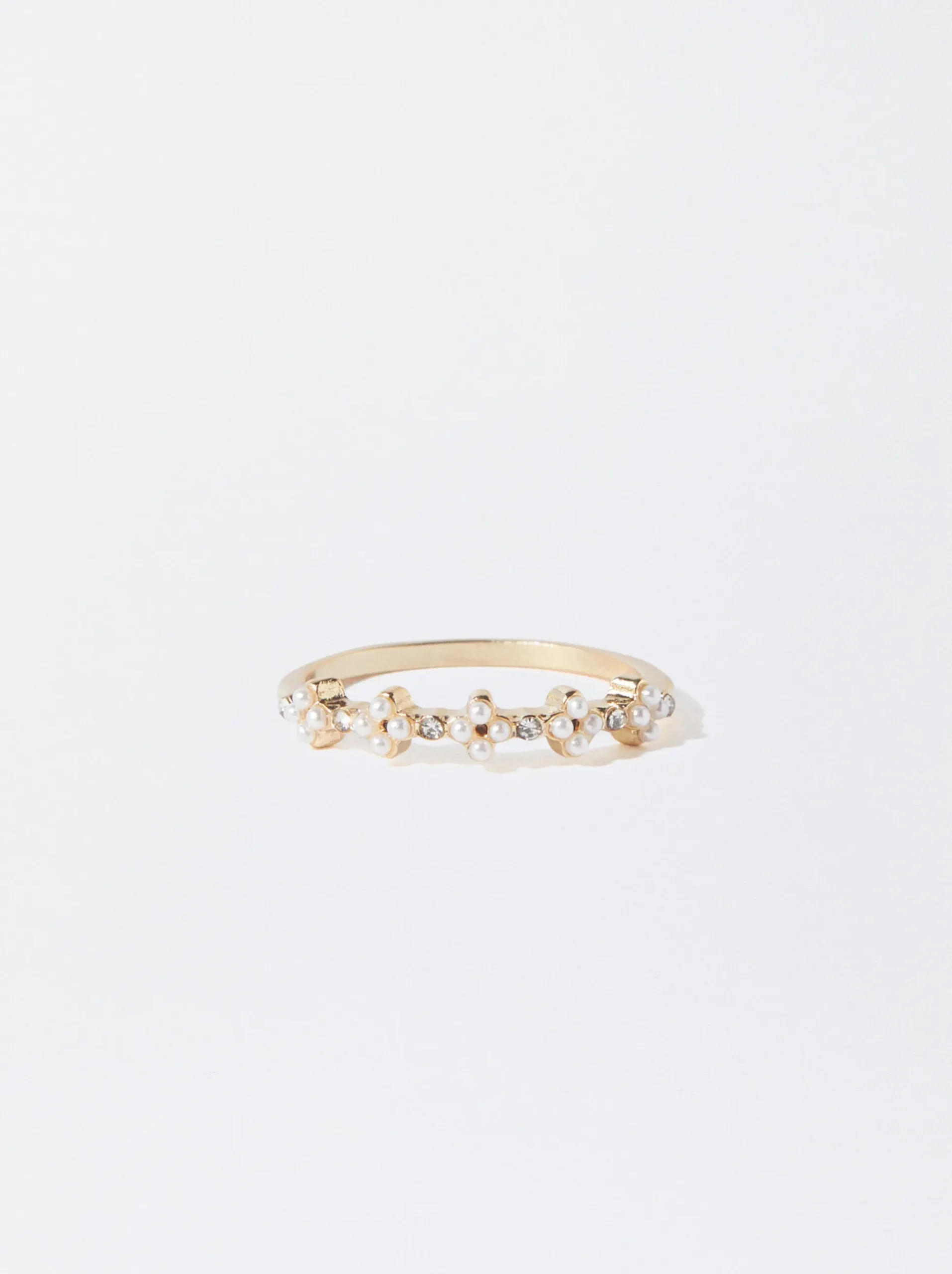 PARFOIS Raffinierter Modeschmuck|Kurze Ohrringe>Ring Mit Kunstperlen Golden