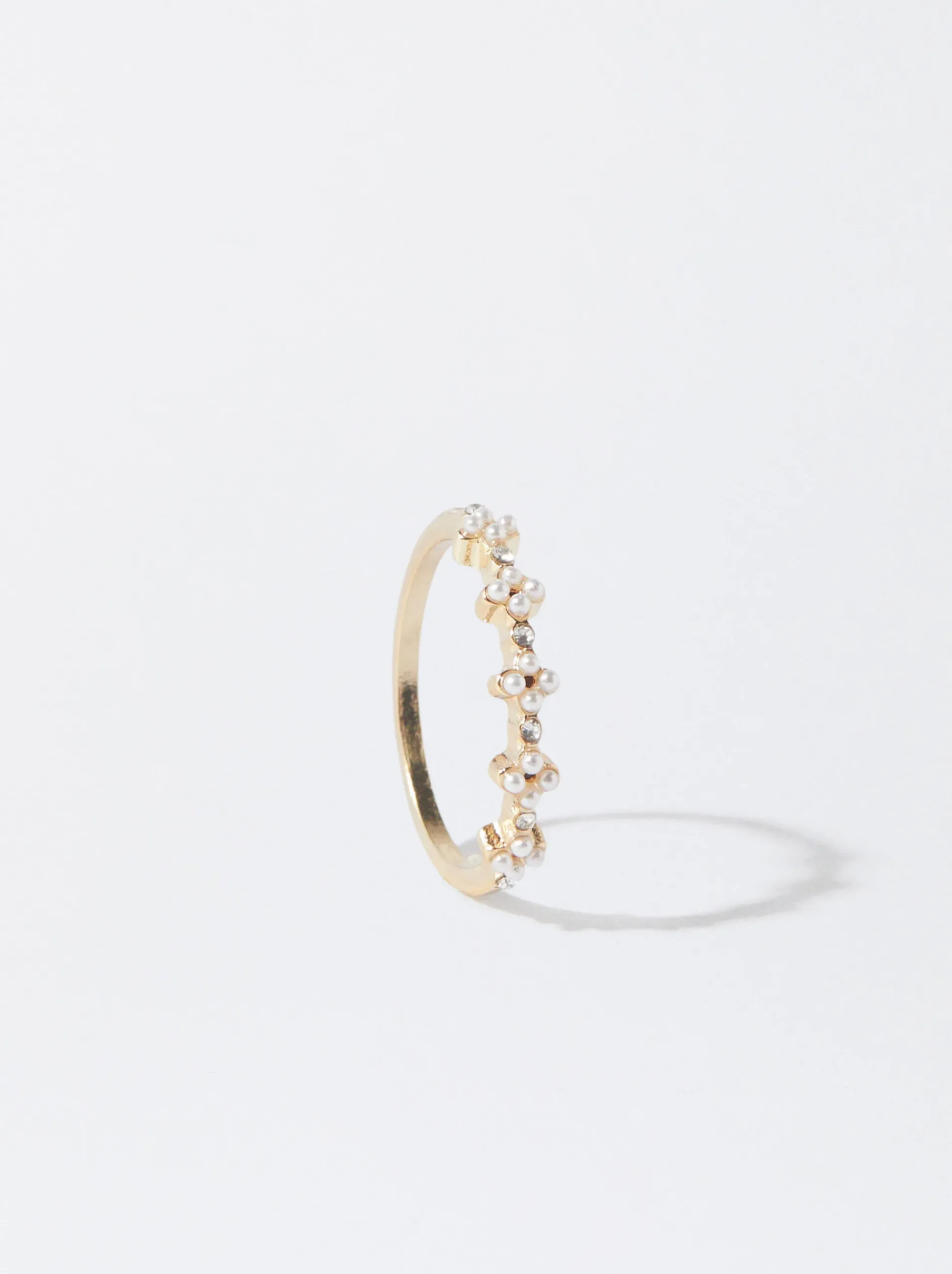 PARFOIS Raffinierter Modeschmuck|Kurze Ohrringe>Ring Mit Kunstperlen Golden