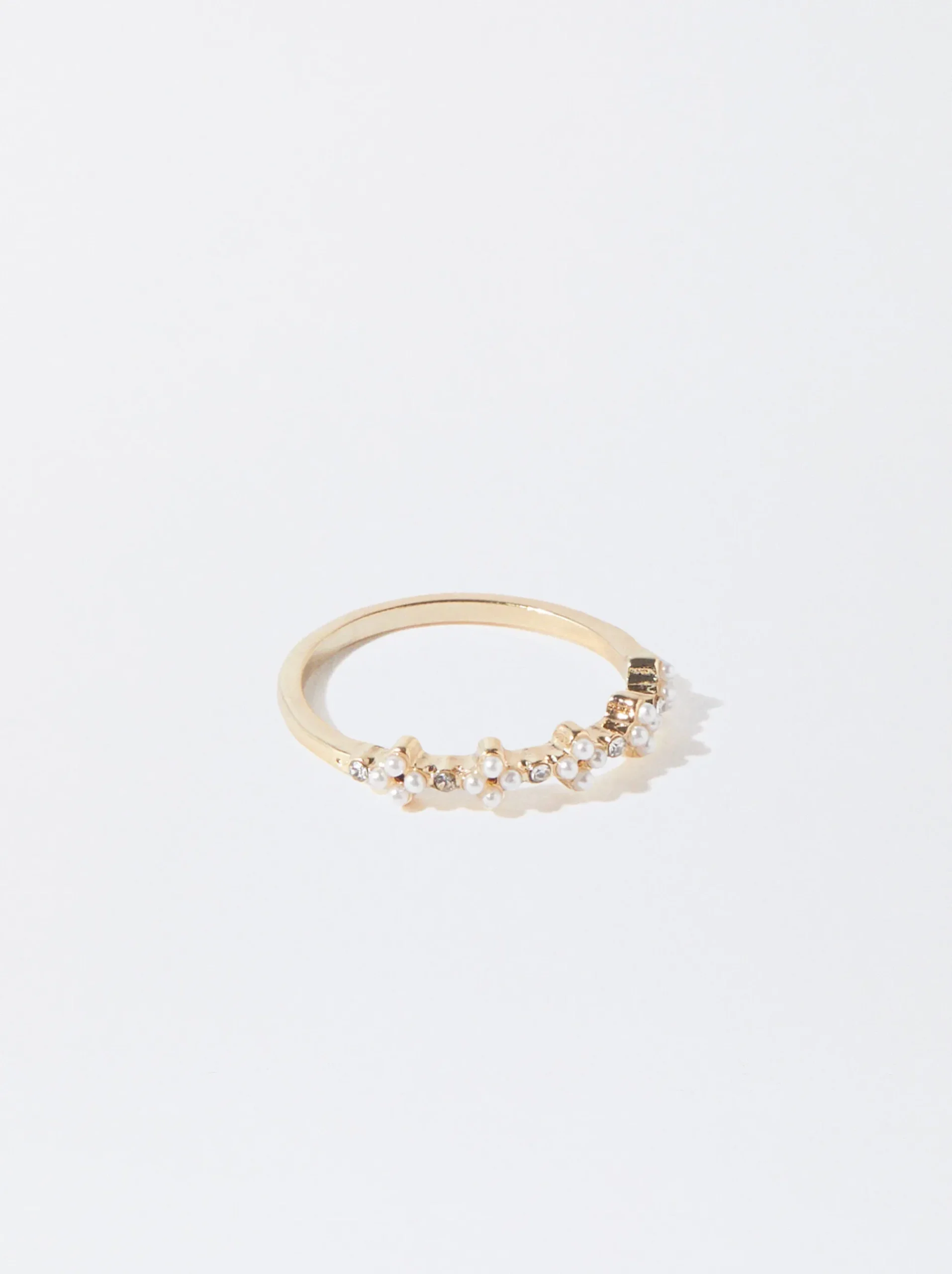 PARFOIS Raffinierter Modeschmuck|Kurze Ohrringe>Ring Mit Kunstperlen Golden