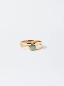 PARFOIS Basics|Tops und Shirts>Ringset Mit Stein Gr&uuml;n