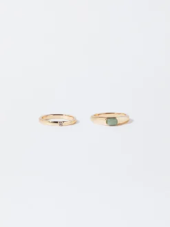 PARFOIS Basics|Tops und Shirts>Ringset Mit Stein Gr&uuml;n