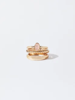 PARFOIS Basics|Blazer und Mäntel>Ringset Mit Stein Rosa