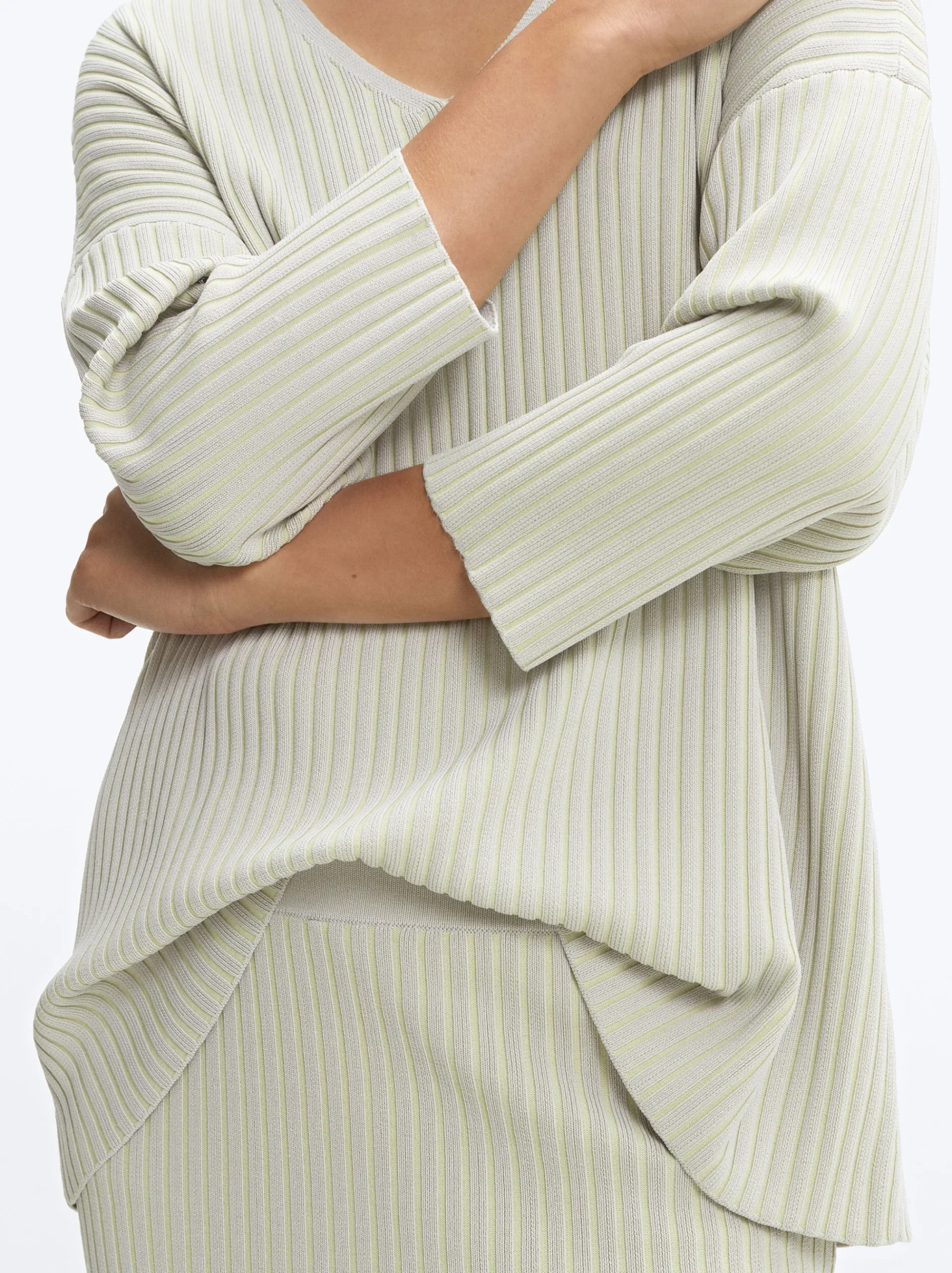 PARFOIS Lange Halsketten>Rippstrickpullover Grau