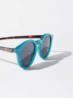 PARFOIS Kunststoff Sonnenbrille|Cat-Eye Sonnenbrille>Runde Sonnenbrille Blau