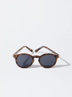 PARFOIS Kunststoff Sonnenbrille|Ovalem Sonnenbrille>Runde Sonnenbrille Braun