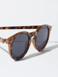 PARFOIS Kunststoff Sonnenbrille|Ovalem Sonnenbrille>Runde Sonnenbrille Braun