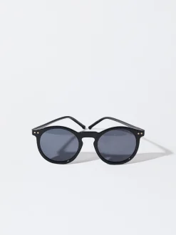PARFOIS Kunststoff Sonnenbrille|Cat-Eye Sonnenbrille>Runde Sonnenbrille Schwarz