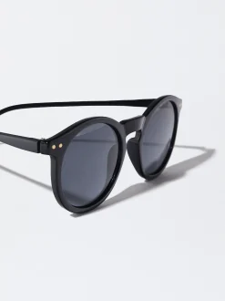 PARFOIS Kunststoff Sonnenbrille|Cat-Eye Sonnenbrille>Runde Sonnenbrille Schwarz