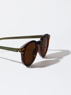 PARFOIS Kunststoff Sonnenbrille|Runde Sonnenbrille>Runde Sonnenbrille In Schildpattoptik Khaki