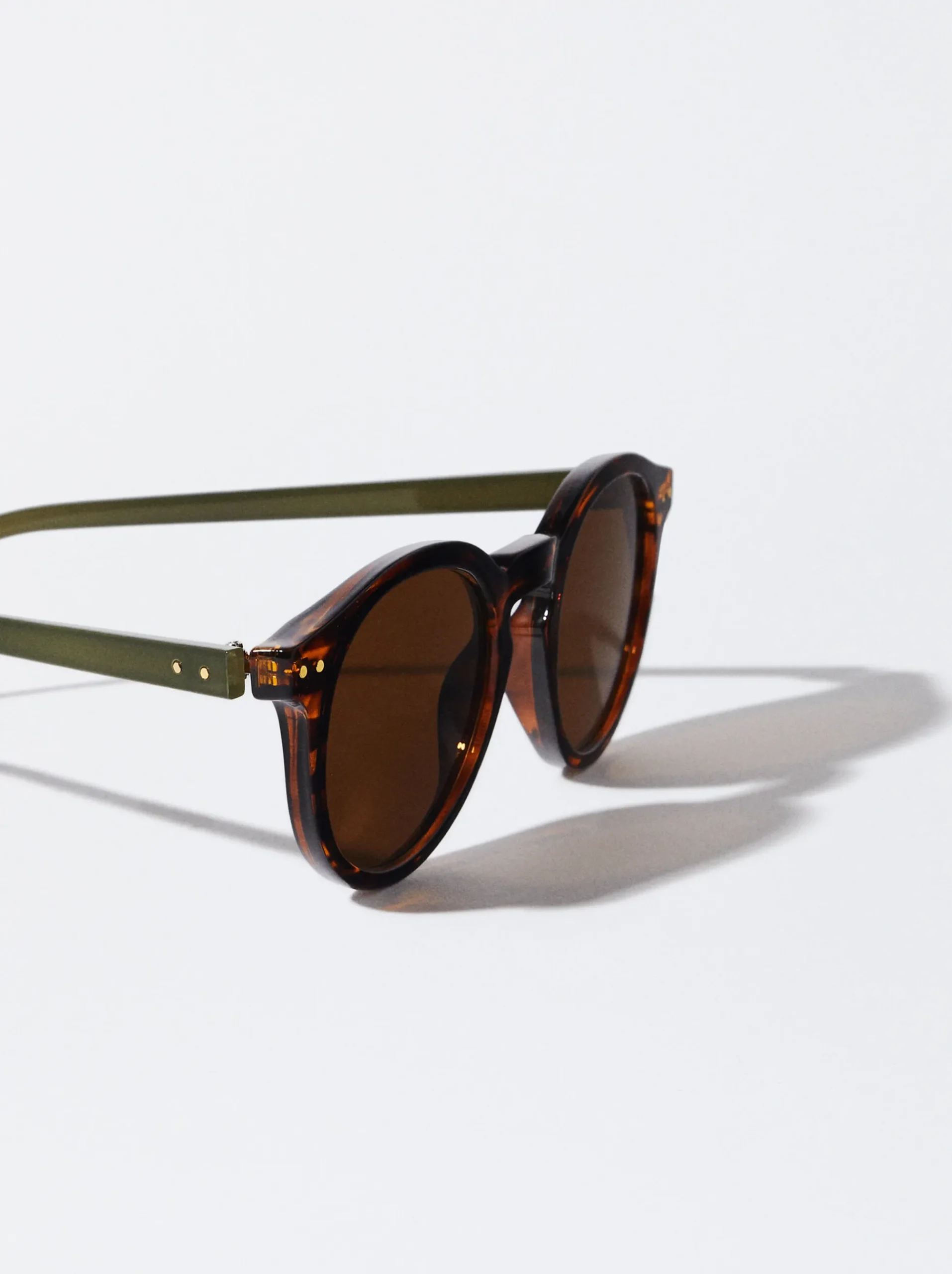 PARFOIS Kunststoff Sonnenbrille|Runde Sonnenbrille>Runde Sonnenbrille In Schildpattoptik Khaki